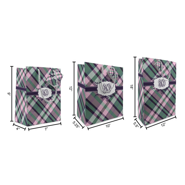 Plaid with Pop Gift Bags - All Sizes - Dimensions