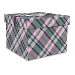 Plaid with Pop Gift Box with Lid - Canvas Wrapped - Large (Personalized)