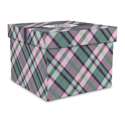 Plaid with Pop Gift Box with Lid - Canvas Wrapped - Large (Personalized)