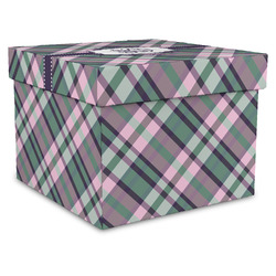 Plaid with Pop Gift Box with Lid - Canvas Wrapped - X-Large (Personalized)