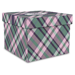 Plaid with Pop Gift Box with Lid - Canvas Wrapped - XX-Large (Personalized)