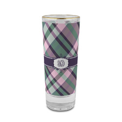Plaid with Pop 2 oz Shot Glass -  Glass with Gold Rim - Set of 4 (Personalized)