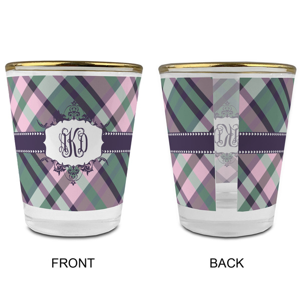 Plaid with Pop Glass Shot Glass - with gold rim - APPROVAL