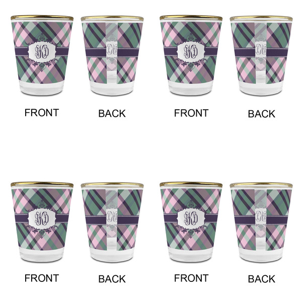 Plaid with Pop Glass Shot Glass - with gold rim - Set of 4 - APPROVAL