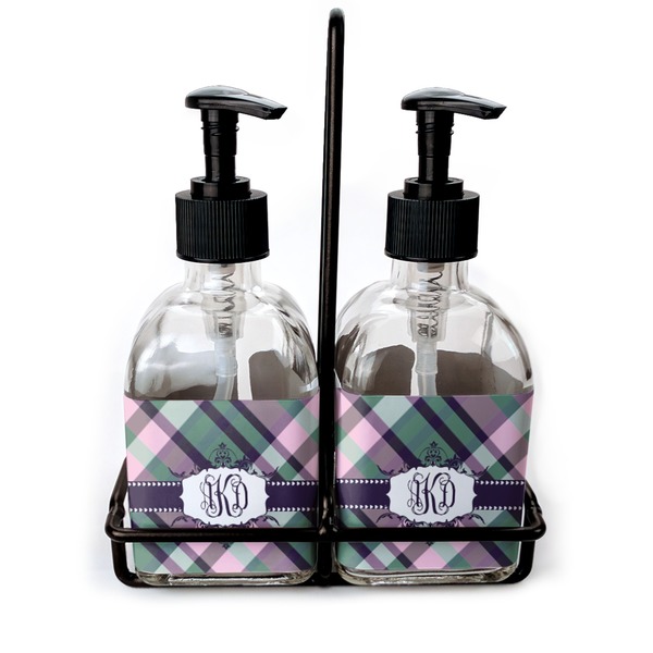 Custom Plaid with Pop Glass Soap & Lotion Bottle Set (Personalized)