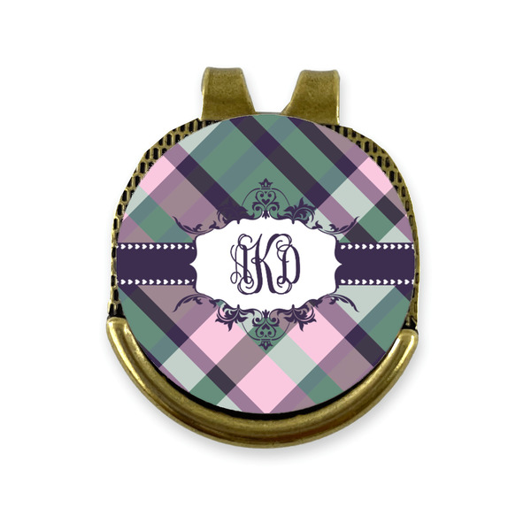 Custom Plaid with Pop Golf Ball Marker - Hat Clip - Gold