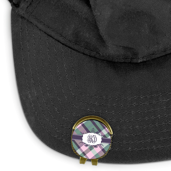 Plaid with Pop Golf Ball Marker Hat Clip - Main - GOLD