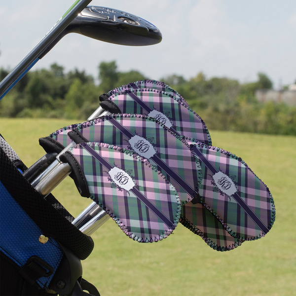 Custom Plaid with Pop Golf Club Iron Cover - Set of 9 (Personalized)