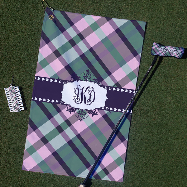 Custom Plaid with Pop Golf Towel Gift Set (Personalized)