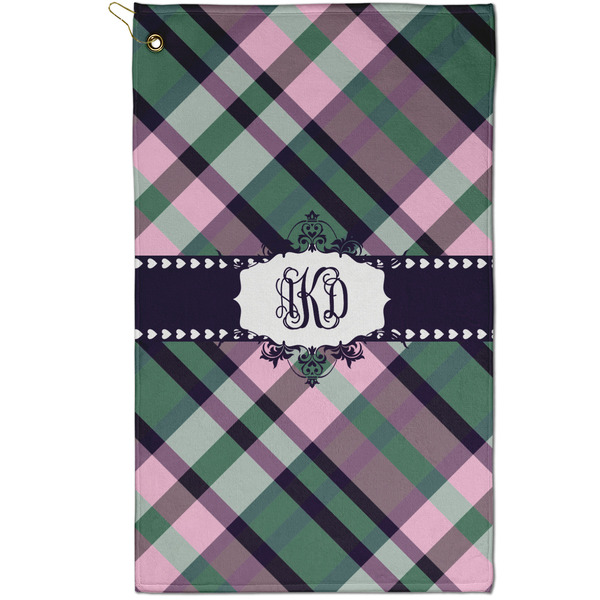 Custom Plaid with Pop Golf Towel - Poly-Cotton Blend - Small w/ Monograms