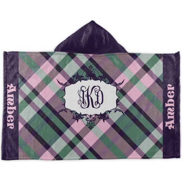 Custom Plaid with Pop Kids Hooded Towel (Personalized)