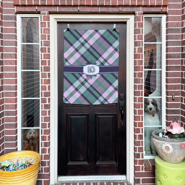 Plaid with Pop House Flags - Double Sided - (Over the door) LIFESTYLE