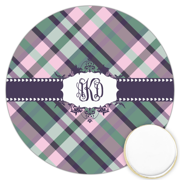 Custom Plaid with Pop Printed Cookie Topper - 3.25" (Personalized)
