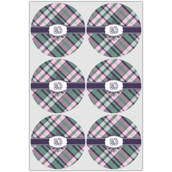 Plaid with Pop Icing Circle - Large - Set of 6