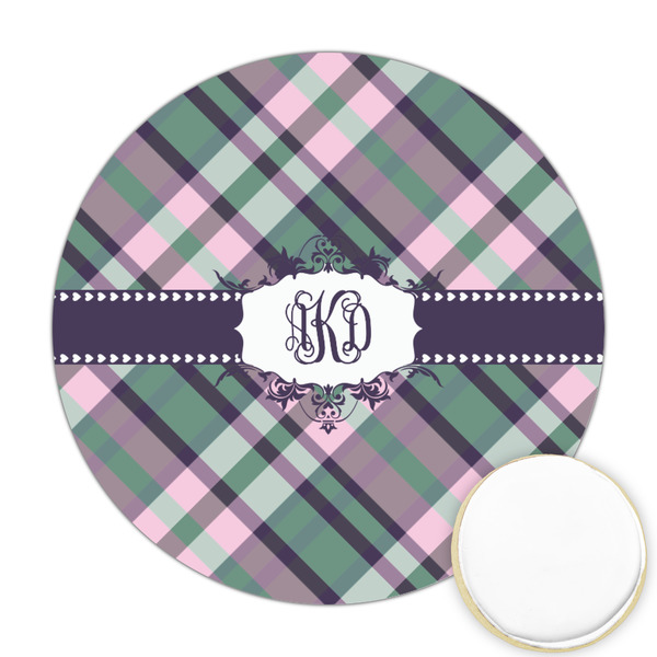 Custom Plaid with Pop Printed Cookie Topper - Round (Personalized)