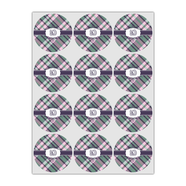 Plaid with Pop Icing Circle - Small - Set of 12