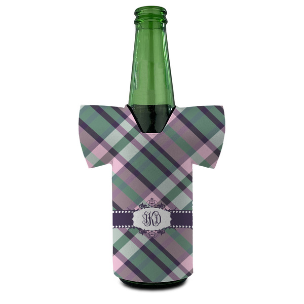 Plaid with Pop Jersey Bottle Cooler - FRONT (on bottle)