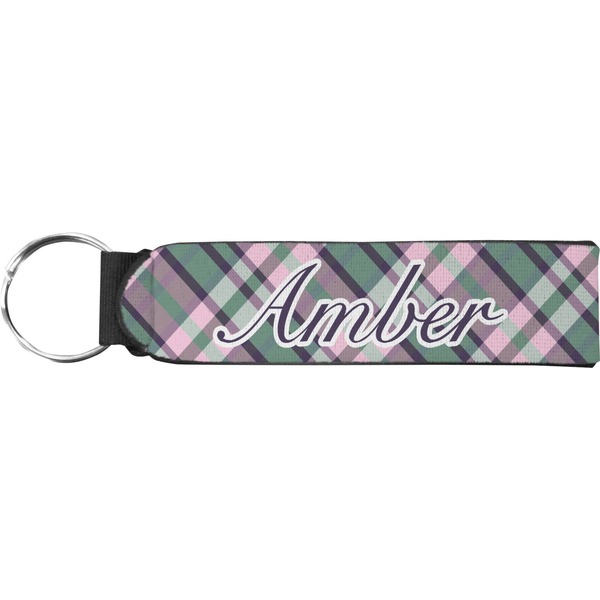 Custom Plaid with Pop Neoprene Keychain Fob (Personalized)