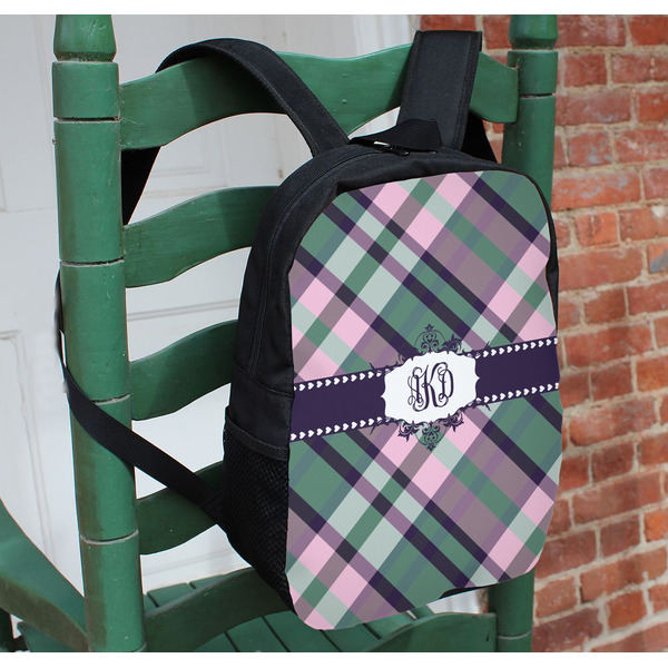 Plaid with Pop Kids Backpack - In Context