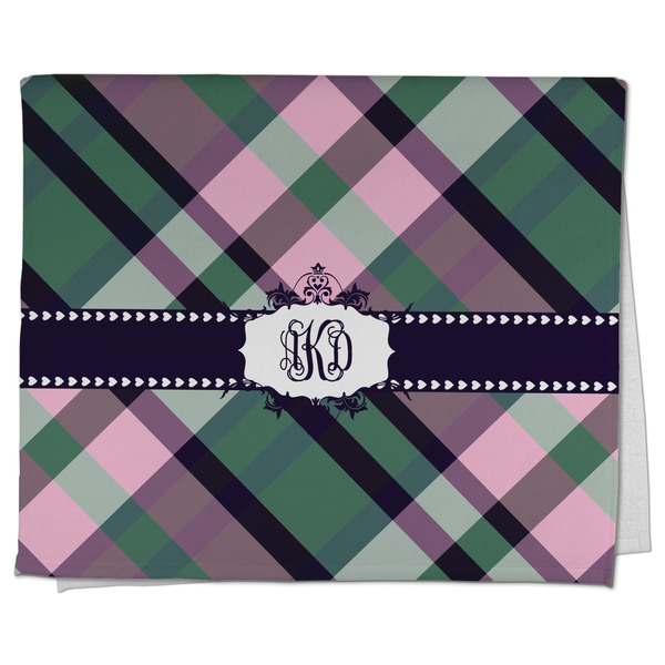 Custom Plaid with Pop Kitchen Towel - Poly Cotton w/ Monograms