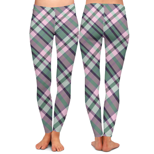 Plaid with Pop Ladies Leggings - Front and Back