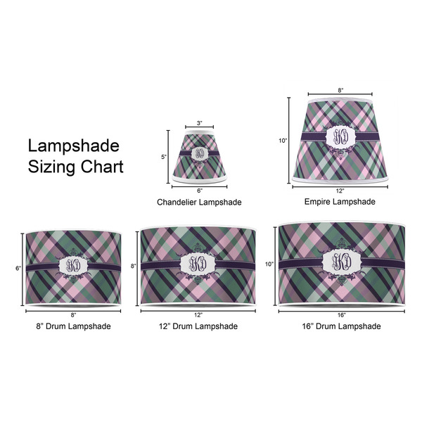 Plaid with Pop Lampshade Sizing Chart