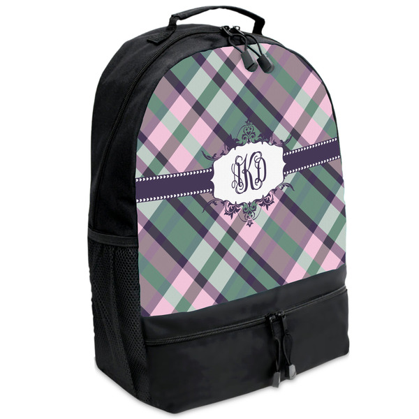 Custom Plaid with Pop Backpacks - Black (Personalized)