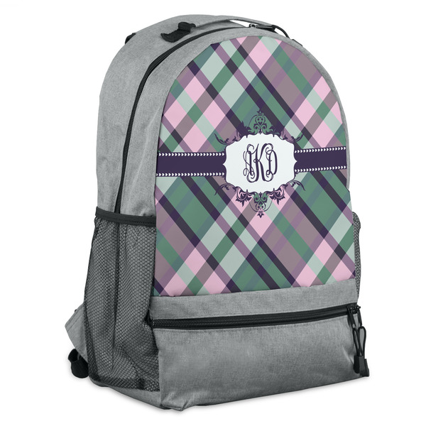 Custom Plaid with Pop Backpack - Grey (Personalized)