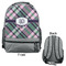 Plaid with Pop Large Backpack - Gray - Front & Back View