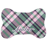 Plaid with Pop Bone Shaped Dog Food Mat (Personalized)