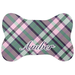 Plaid with Pop Bone Shaped Dog Food Mat (Large) (Personalized)
