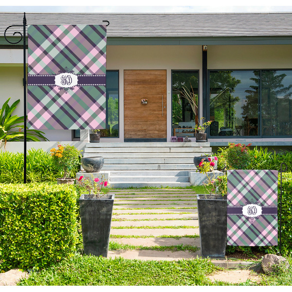 Custom Plaid with Pop Large Garden Flag - Single Sided (Personalized)
