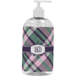 Plaid with Pop Plastic Soap / Lotion Dispenser (16 oz - Large - White) (Personalized)