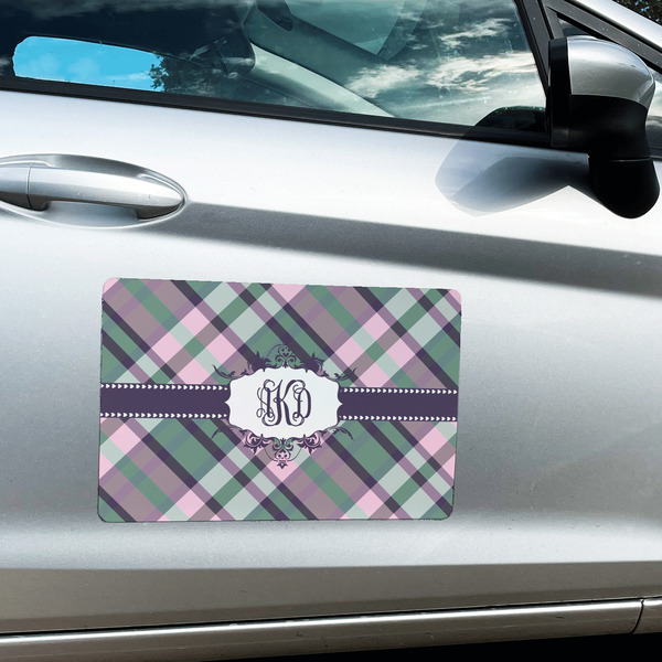 Plaid with Pop Large Rectangle Car Magnets- In Context