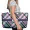 Plaid with Pop Large Rope Tote Bag - In Context View