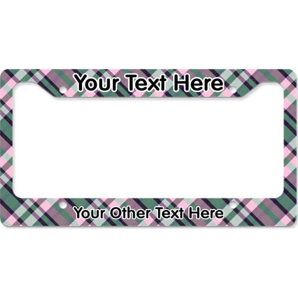 Custom Plaid with Pop License Plate Frame - Style B (Personalized)