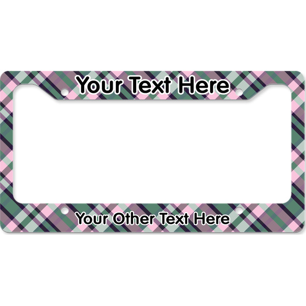 Custom Plaid with Pop License Plate Frame - Style B (Personalized)