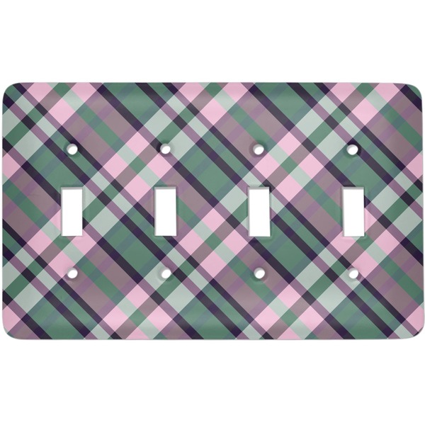 Custom Plaid with Pop Light Switch Cover (4 Toggle Plate)