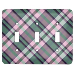 Plaid with Pop Light Switch Cover (3 Toggle Plate)