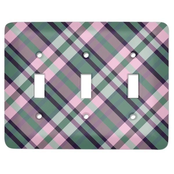 Custom Plaid with Pop Light Switch Cover (3 Toggle Plate)
