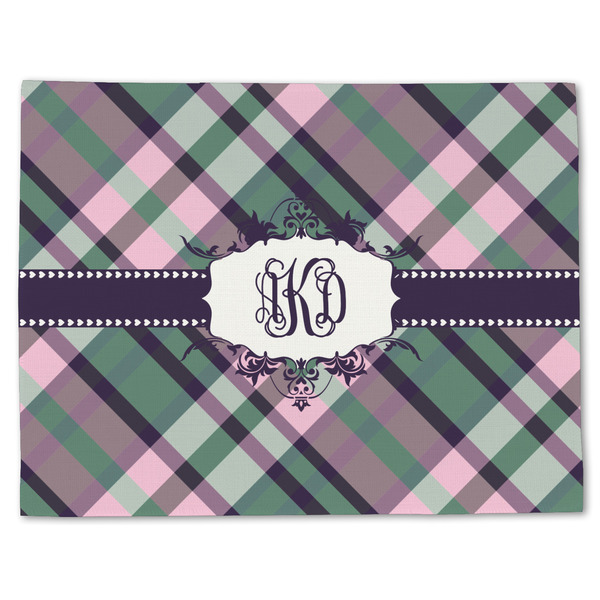 Custom Plaid with Pop Single-Sided Linen Placemat - Single w/ Monogram
