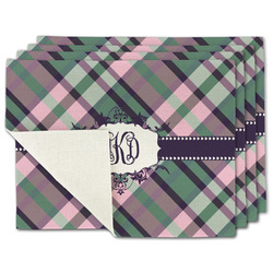 Plaid with Pop Single-Sided Linen Placemat - Set of 4 w/ Monogram