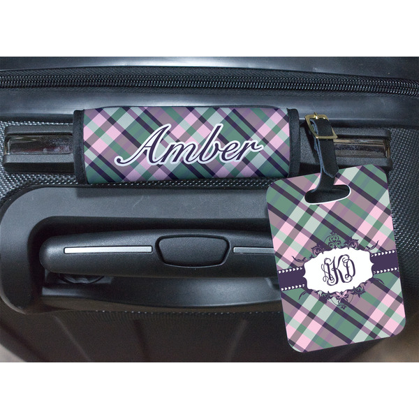 Plaid with Pop Luggage Wrap & Tag