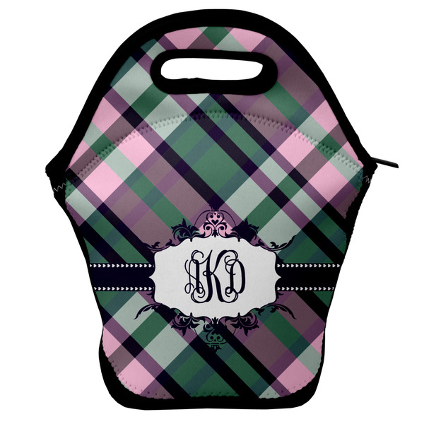 Custom Plaid with Pop Lunch Bag w/ Monogram
