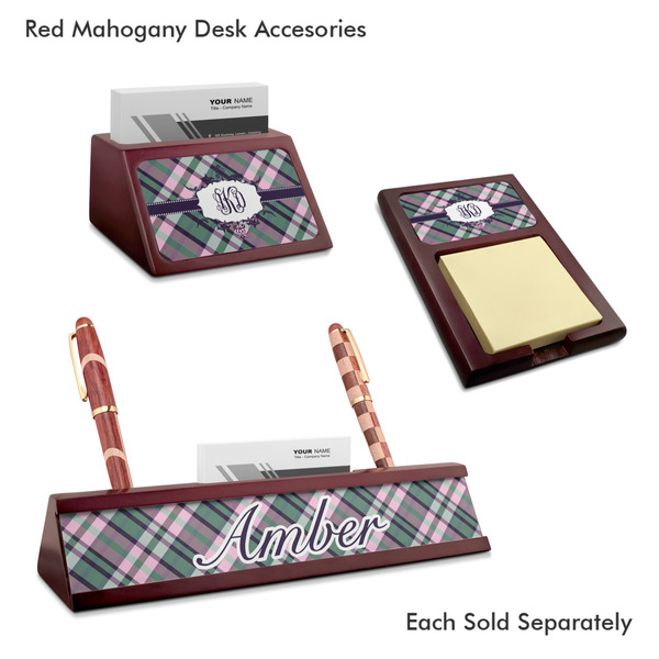 Plaid with Pop Mahogany Desk Accessories