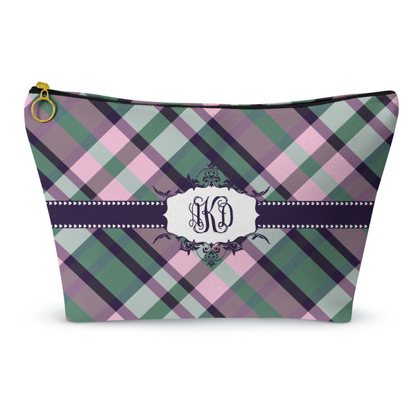 Custom Plaid with Pop Makeup Bag - Large - 12.5"x7" (Personalized)