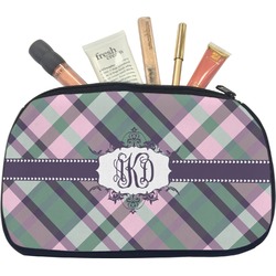 Plaid with Pop Makeup / Cosmetic Bag - Medium (Personalized)