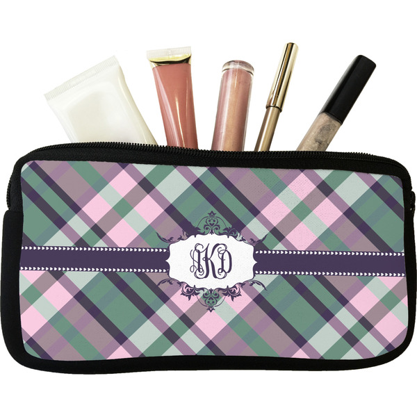 Custom Plaid with Pop Makeup / Cosmetic Bag (Personalized)