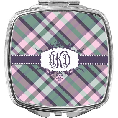 Plaid with Pop Compact Makeup Mirror (Personalized)