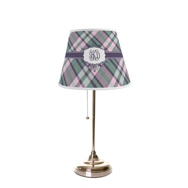Plaid with Pop Poly Film Empire Lampshade - On Stand